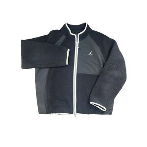 Air Jordan Essentials Men's Full Zip Winter Black Sherpa Fleece Jacket Sz XL Y2K